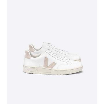 White/Pink Men's Veja V-12 LEATHER Sneakers | AU 342OKI